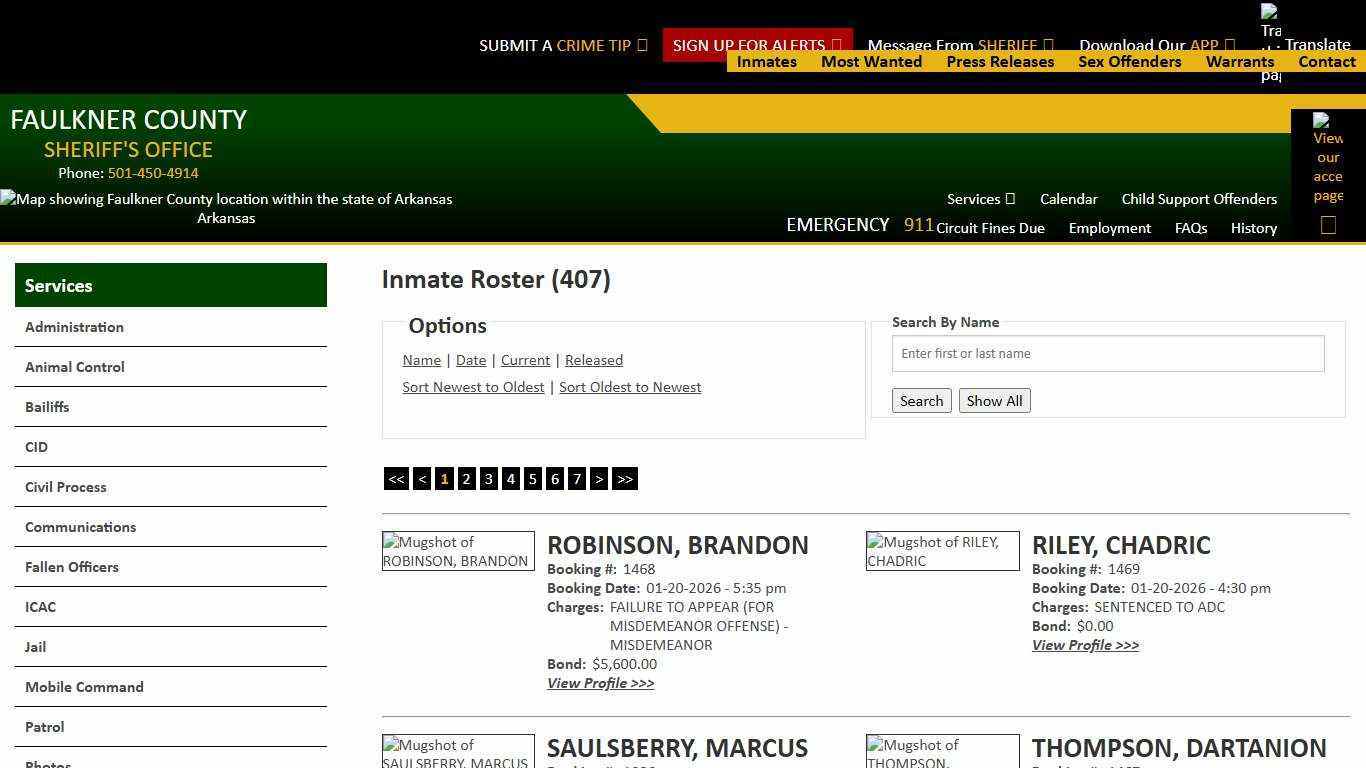 Inmate Roster - Current Inmates Booking Date Descending - Faulkner County Sheriff's Office