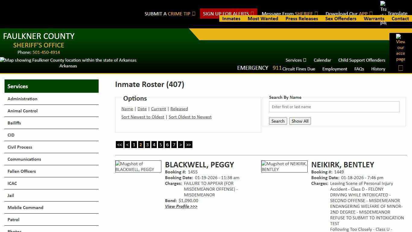 Inmate Roster - Page 2 Current Inmates Booking Date Descending - Faulkner County Sheriff's Office